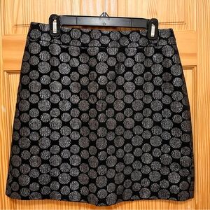 Madison Black Pencil Skirt with Silver Metallic Circle Design, Women's Size 10